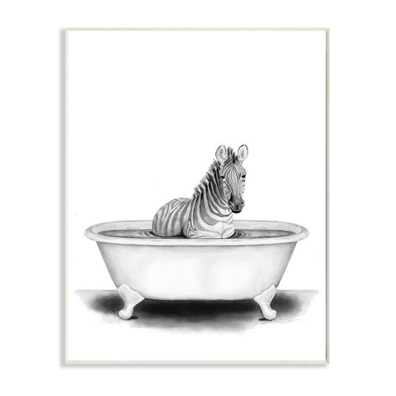 Stupell Industries 'Zebra in a Tub Funny Animal Bathroom' by Rachel